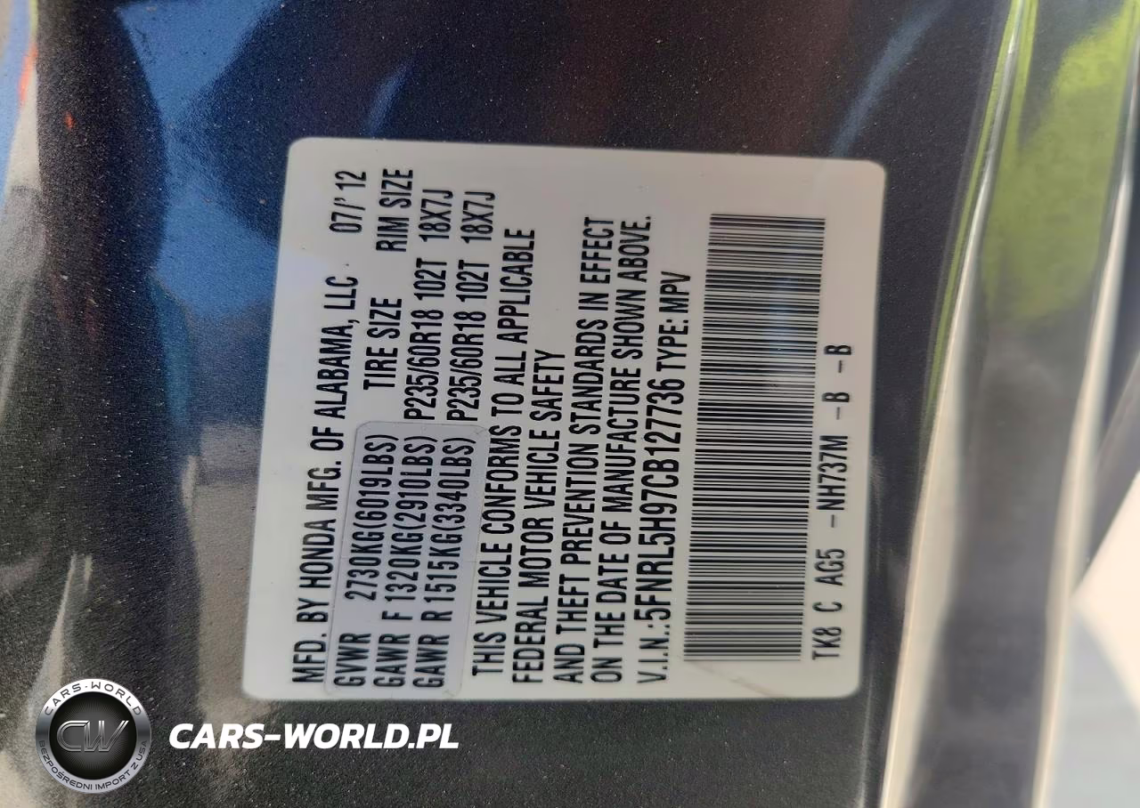 2012 Honda Odyssey Touring VIN:5FNRL5H97CB127736 - 13