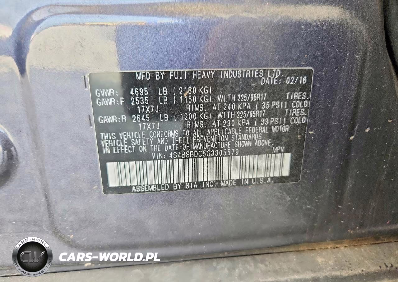 2016 Subaru Outback 2.5I Premium VIN:4S4BSBDC5G3305579 - 13
