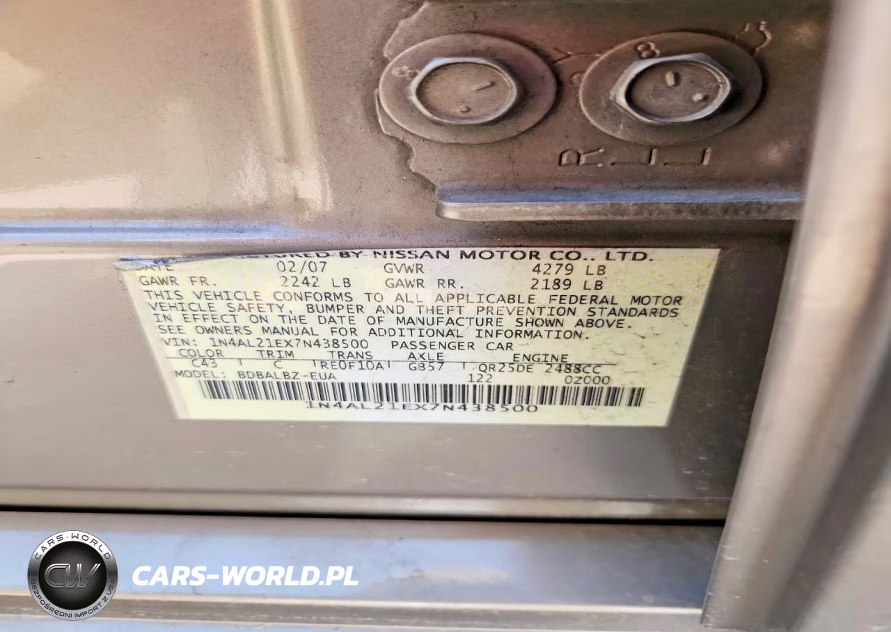 2007 Nissan Altima 2.5 VIN:1N4AL21EX7N438500 - 12