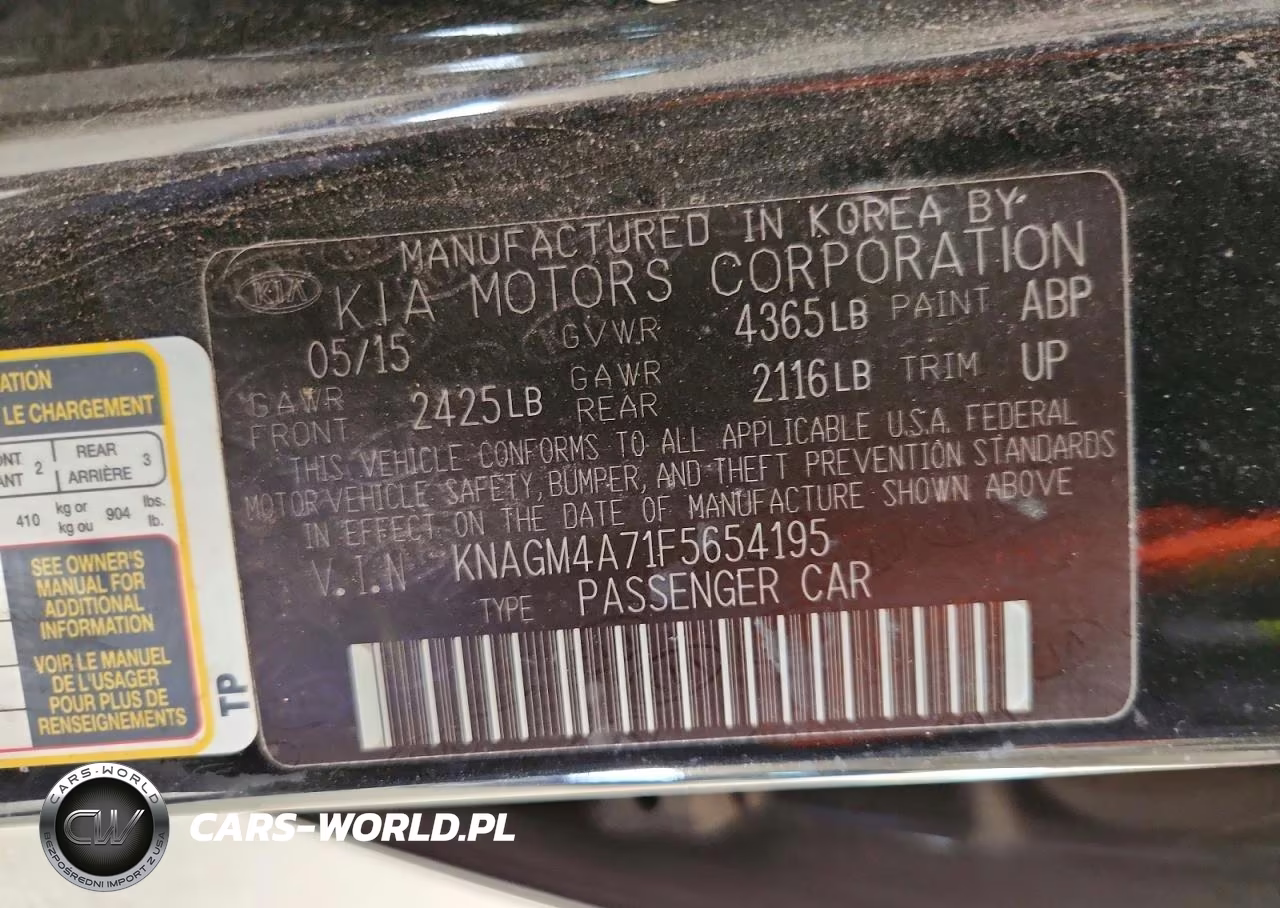 2015 Kia Optima Lx VIN:KNAGM4A71F5654195 - 12
