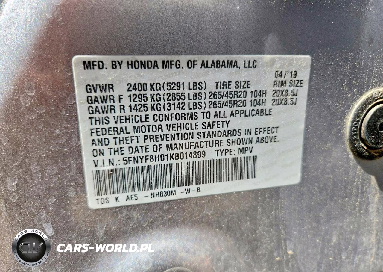 2019 Honda Passport Elite VIN:5FNYF8H01KB014899 - 13