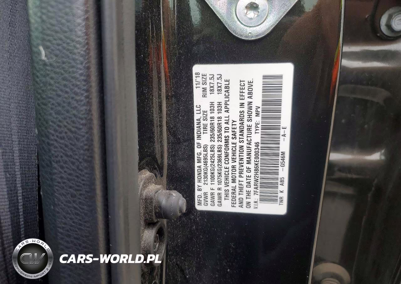 2019 Honda Cr-V Exl VIN:7FARW2H86KE000346 - 14