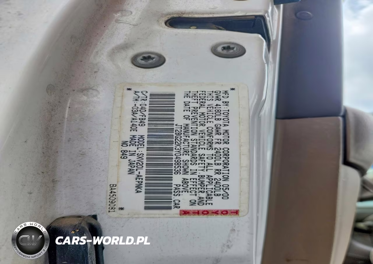 2000 Toyota Camry Le VIN:JT2BG22K3Y0498536 - 12
