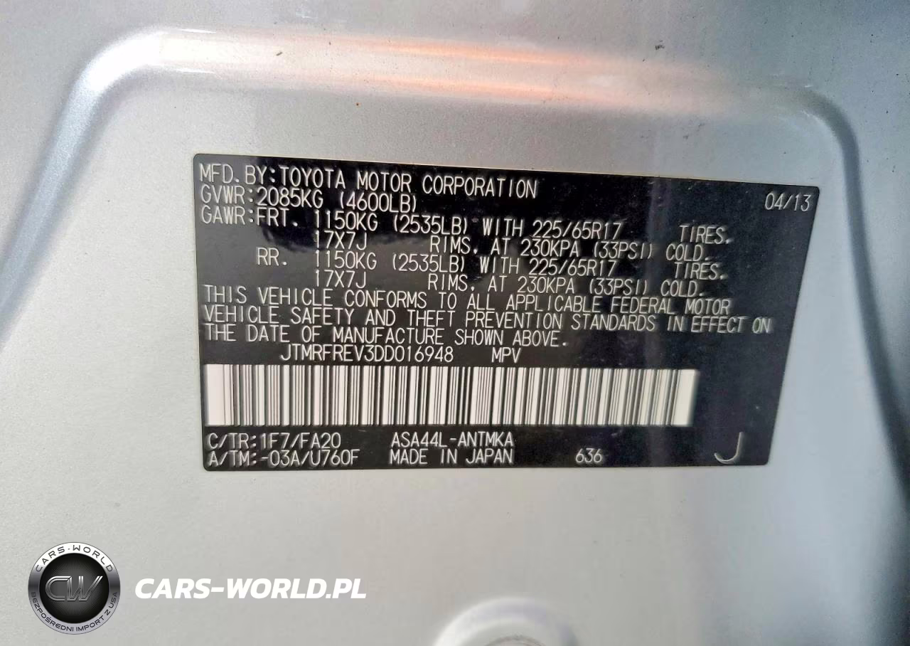 2013 Toyota Rav4 Xle VIN:JTMRFREV3DD016948 - 14