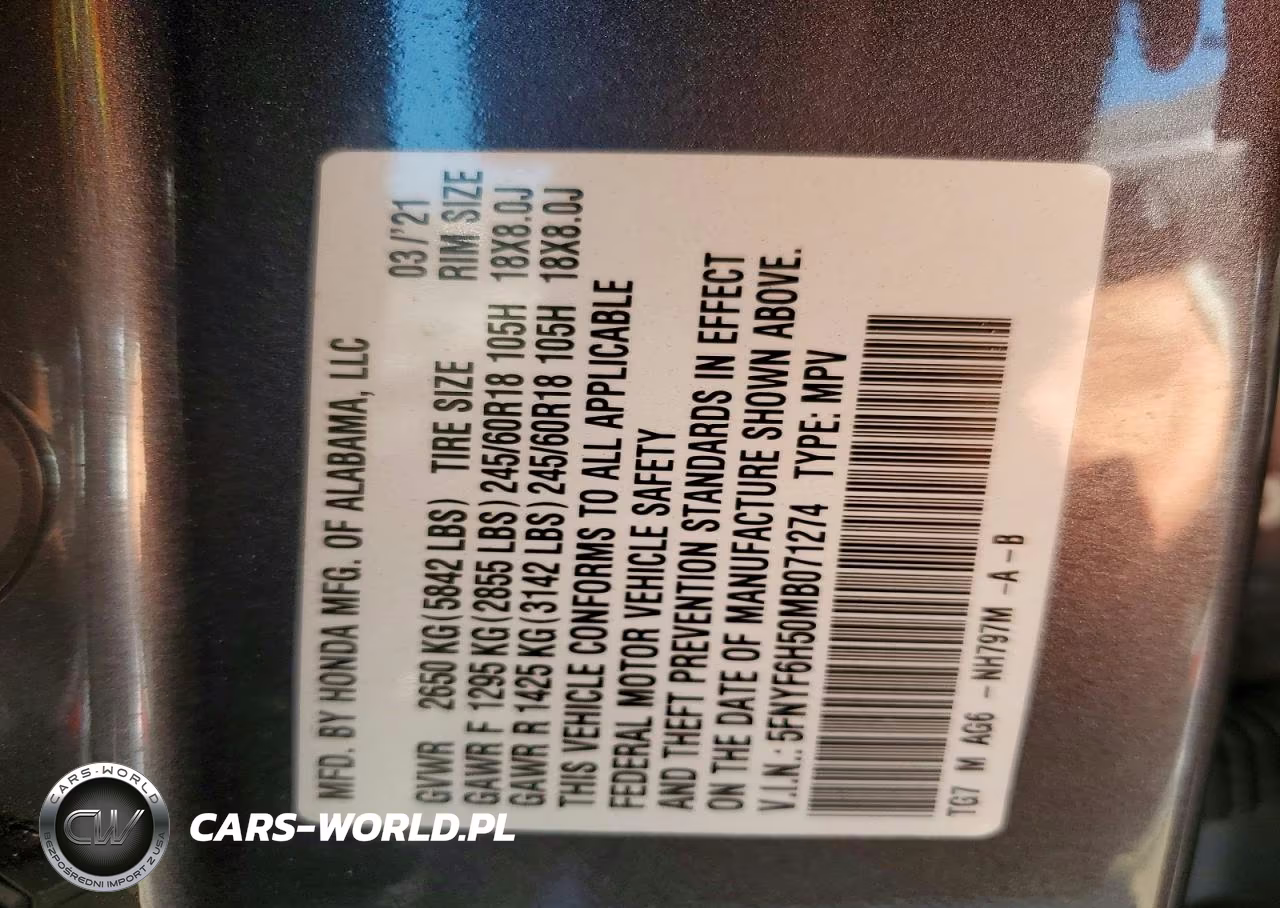 2021 Honda Pilot Exl VIN:5FNYF6H50MB071274 - 13