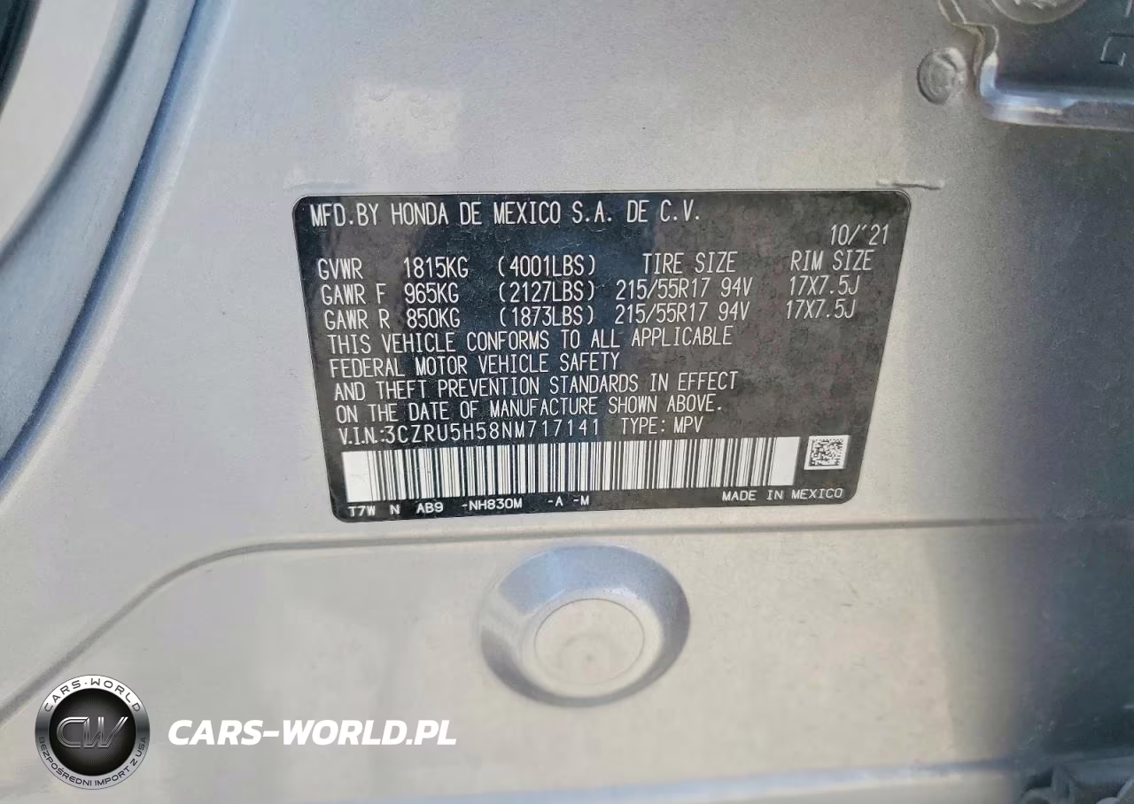 2022 Honda Hr-V Ex VIN:3CZRU5H58NM717141 - 12