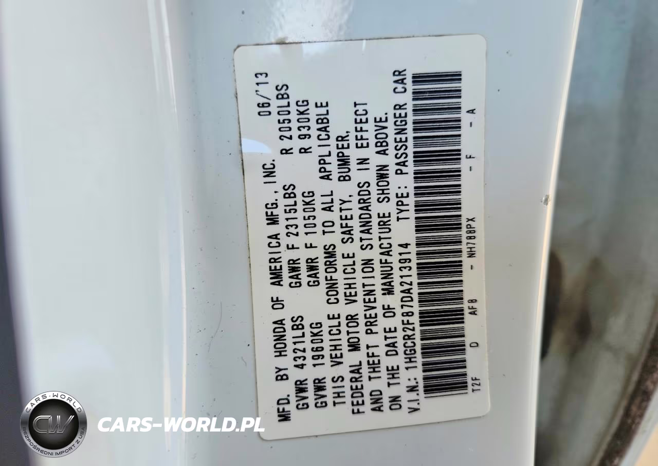 2013 Honda Accord Exl VIN:1HGCR2F87DA213914 - 12