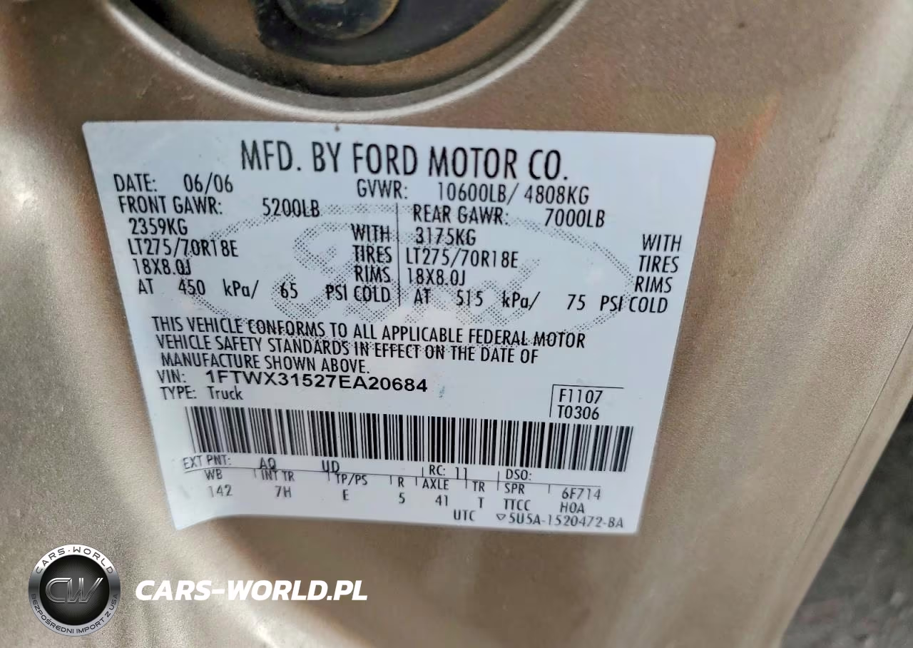 2007 Ford F350 Srw Super Duty VIN:1FTWX31527EA20684 - 12