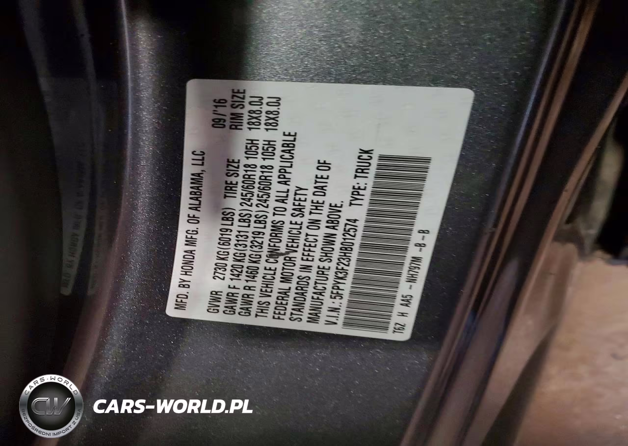 2017 Honda Ridgeline Rt VIN:5FPYK3F23HB012574 - 12