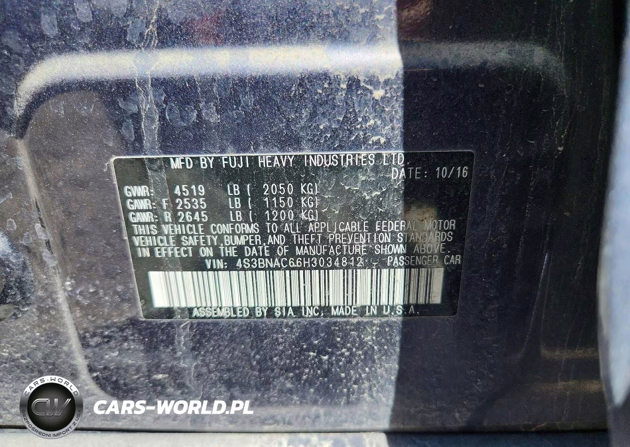 2017 Subaru Legacy 2.5I Premium VIN:4S3BNAC66H3034812 - 12