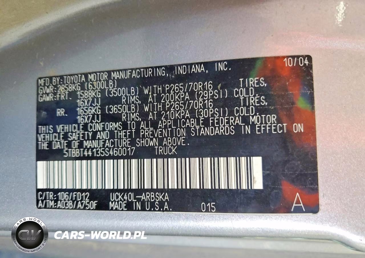 2005 Toyota Tundra Access Cab Sr5 VIN:5TBBT44135S460017 - 12