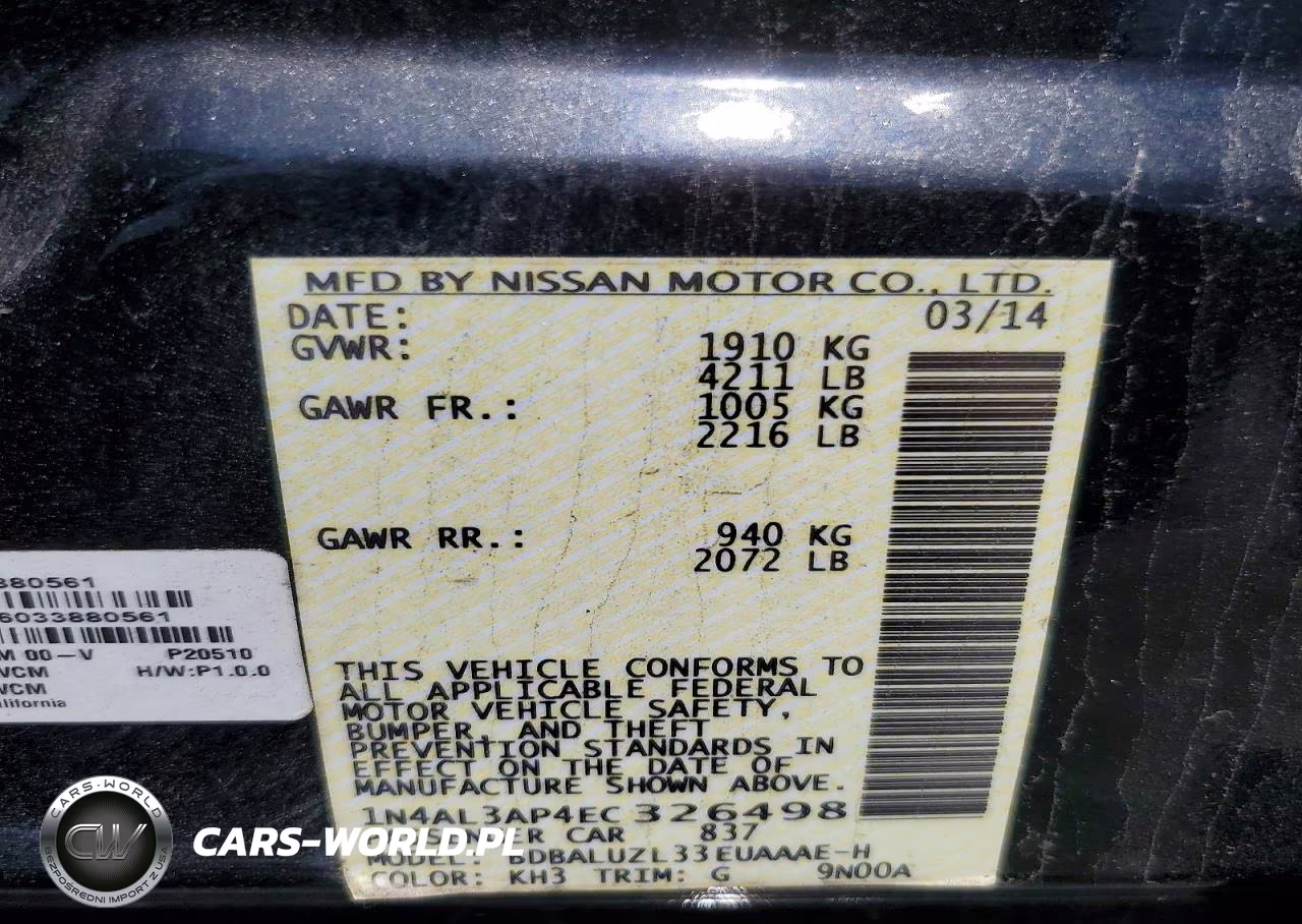 2014 Nissan Altima 2.5 VIN:1N4AL3AP4EC326498 - 13
