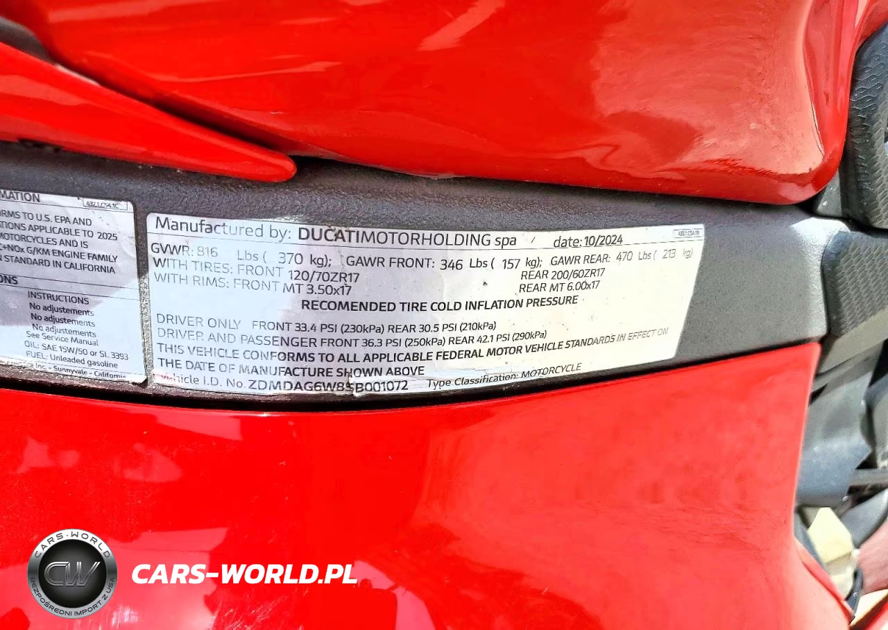 2025 Ducati Panigale V4 VIN:ZDMDAG6W8SB001072 - 9