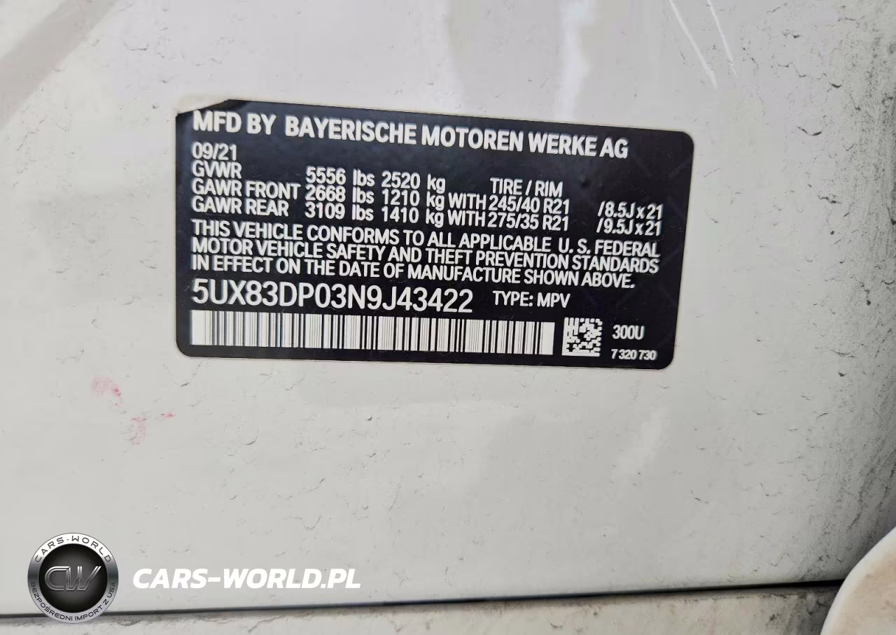 2022 BMW X3 M40I VIN:5UX83DP03N9J43422 - 14