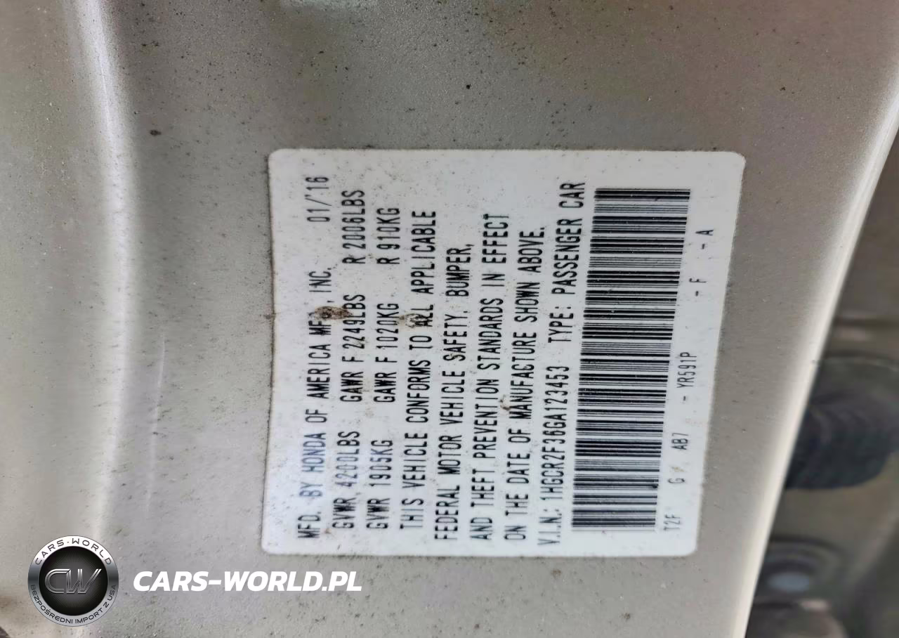 2016 Honda Accord Lx VIN:1HGCR2F36GA123453 - 13