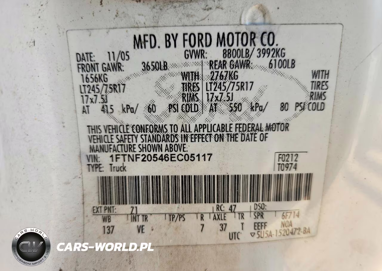 2006 Ford F250 Super Duty VIN:1FTNF20546EC05117 - 12
