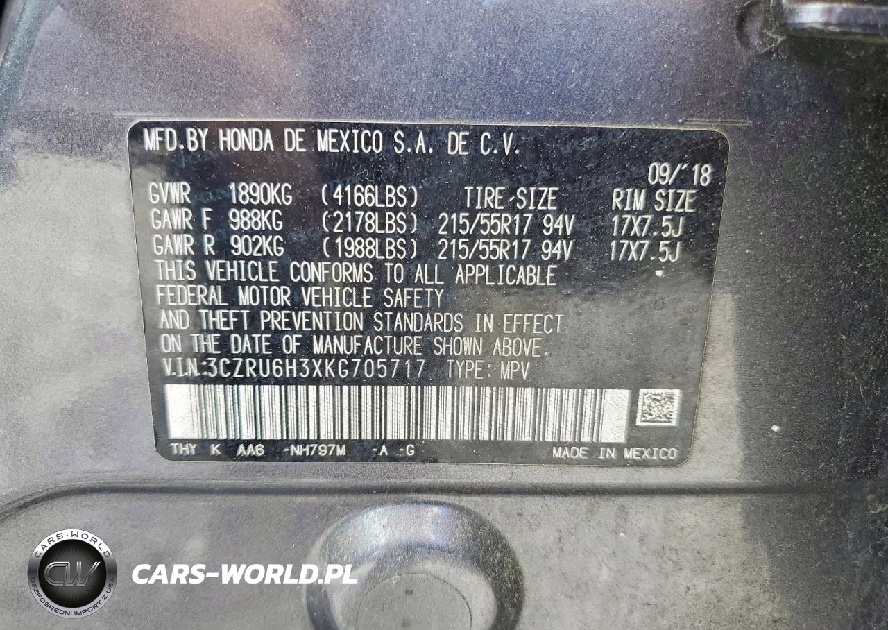 2019 Honda Hr-V Lx VIN:3CZRU6H3XKG705717 - 14