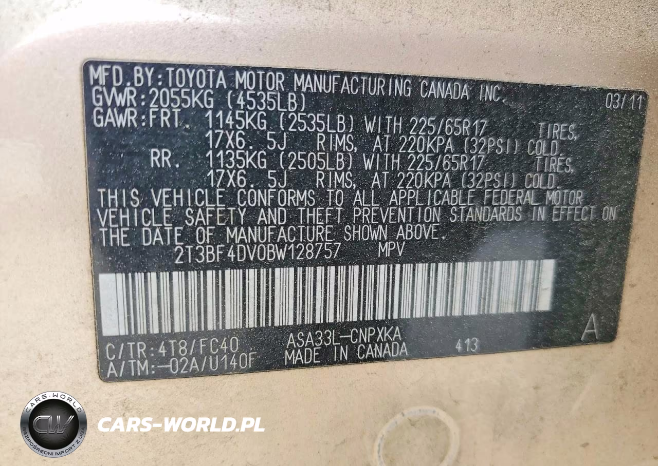 2011 Toyota Rav4 Base VIN:2T3BF4DV0BW128757 - 13