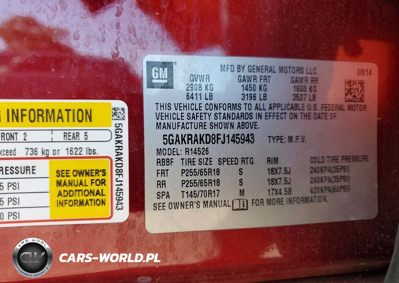 2015 Buick Enclave VIN:5GAKRAKD8FJ145943 - 12