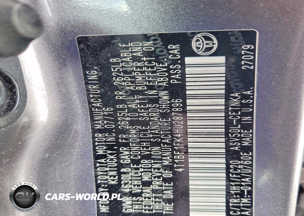 2017 Toyota Camry Le VIN:4T1BF1FK4HU287896 - 12