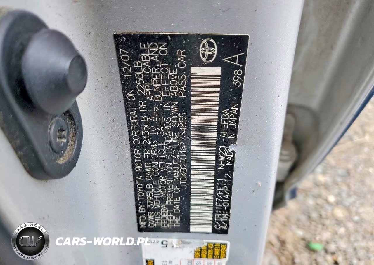 2008 Toyota Prius Base VIN:JTDKB20U487734855 - 12