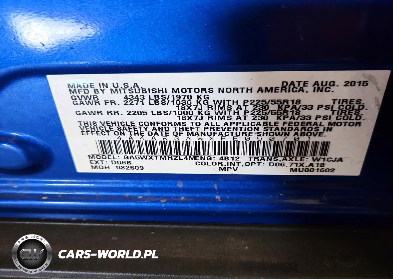 2015 Mitsubishi Outlander Sport Es VIN:4A4AR3AWXFE050701 - 13