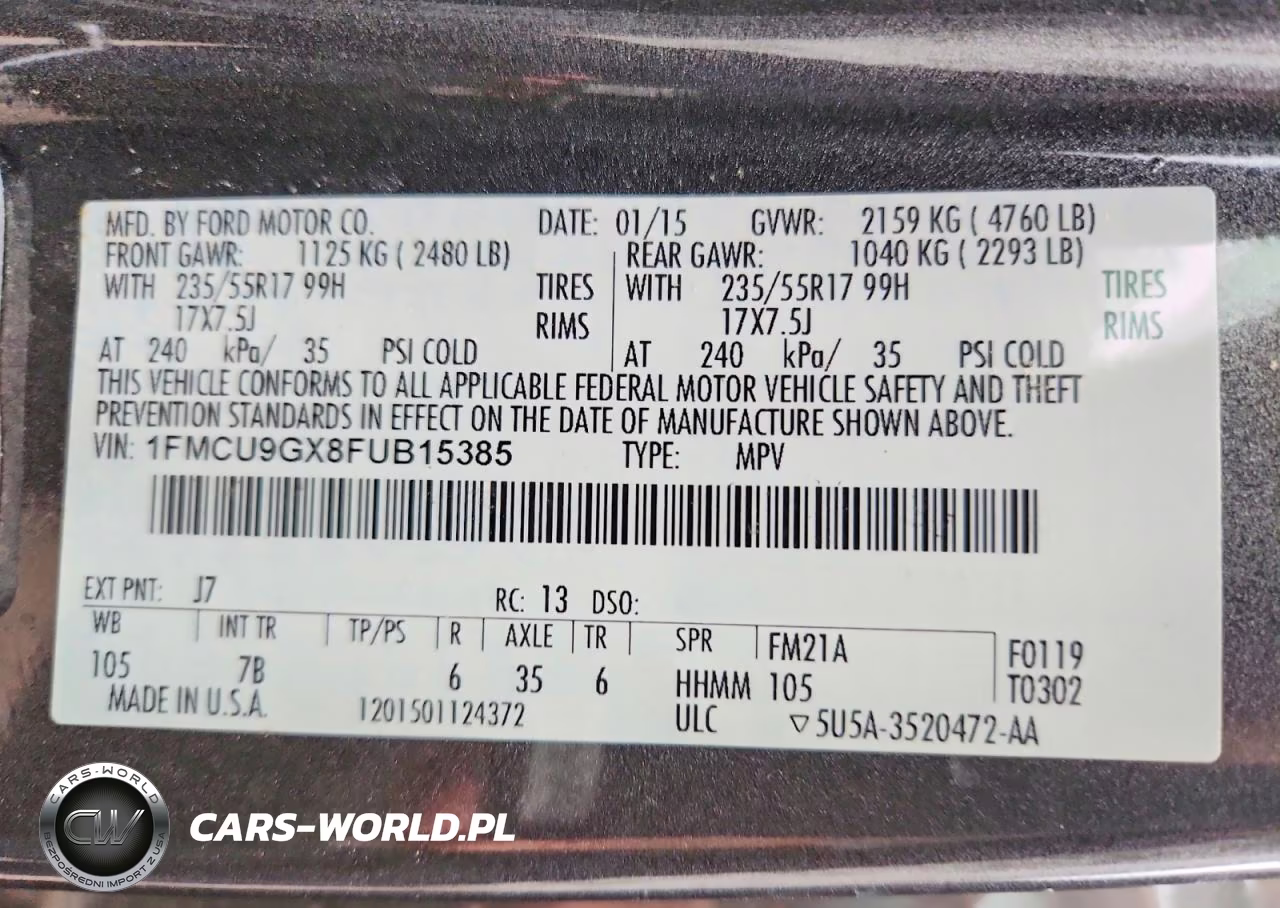 2015 Ford Escape Se VIN:1FMCU9GX8FUB15385 - 13