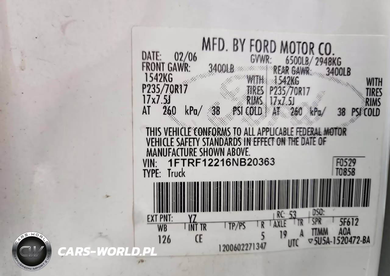 2006 Ford F150 VIN:1FTRF12216NB20363 - 13