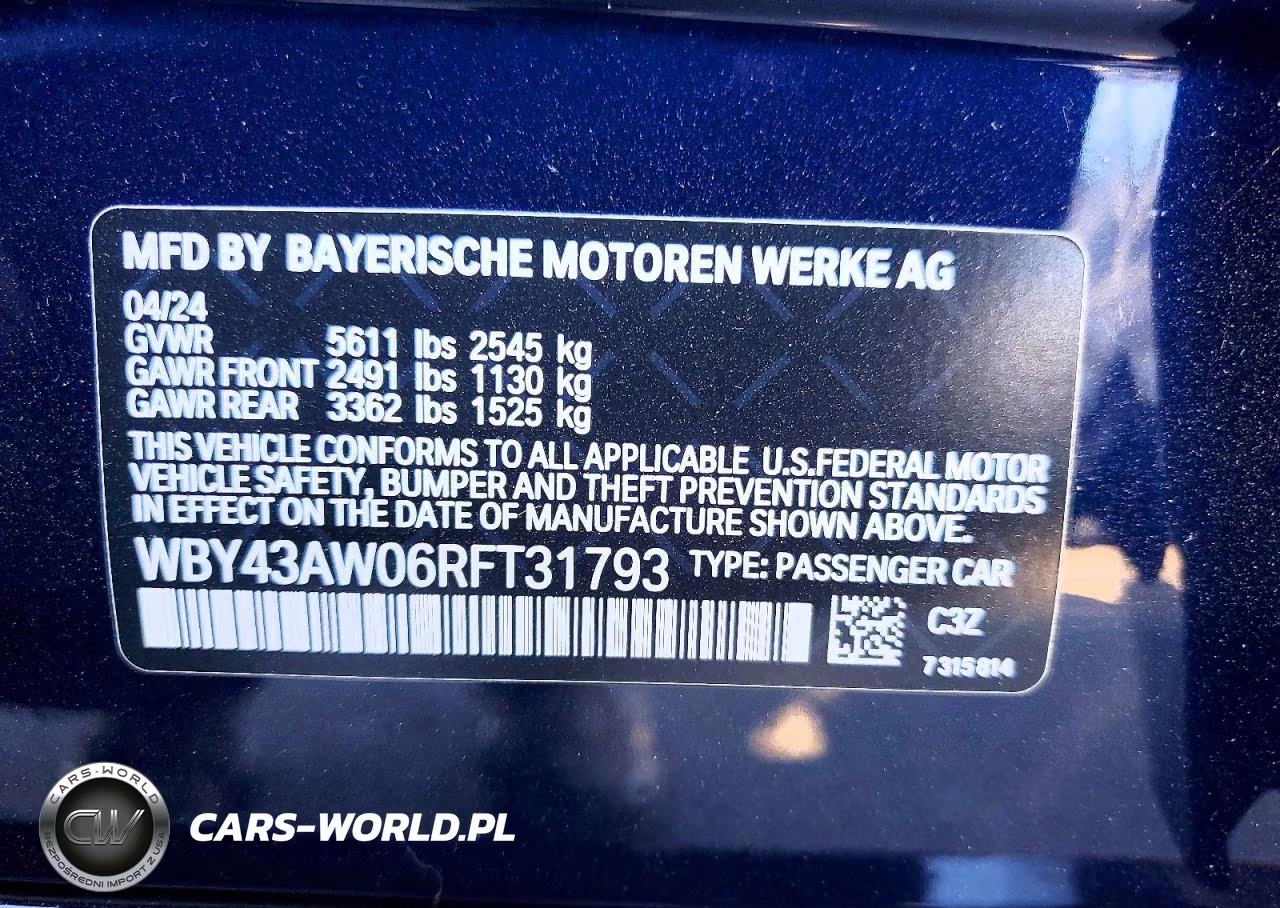 2024 BMW I4 Edrive 35 VIN:WBY43AW06RFT31793 - 13