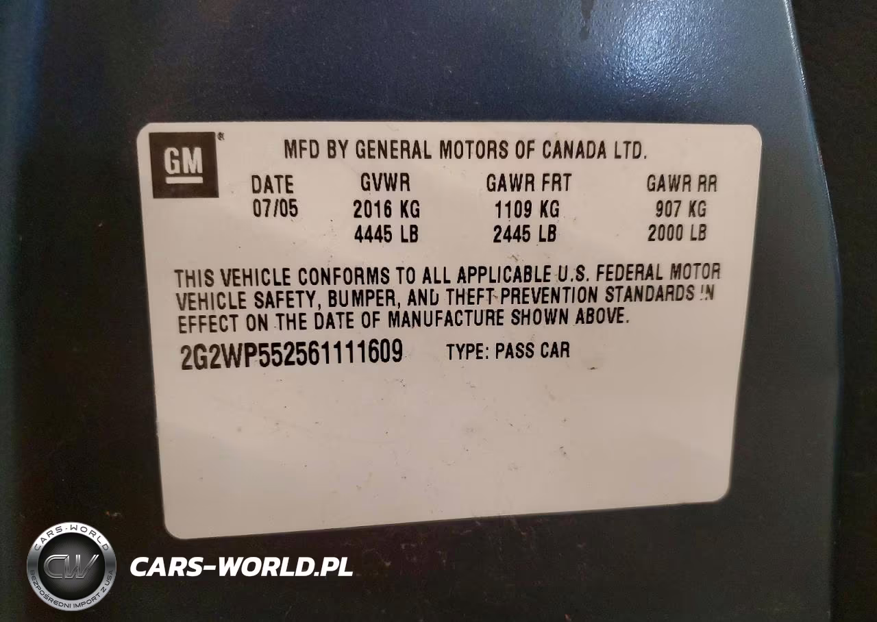 2006 Pontiac Grand Prix VIN:2G2WP552561111609 - 12