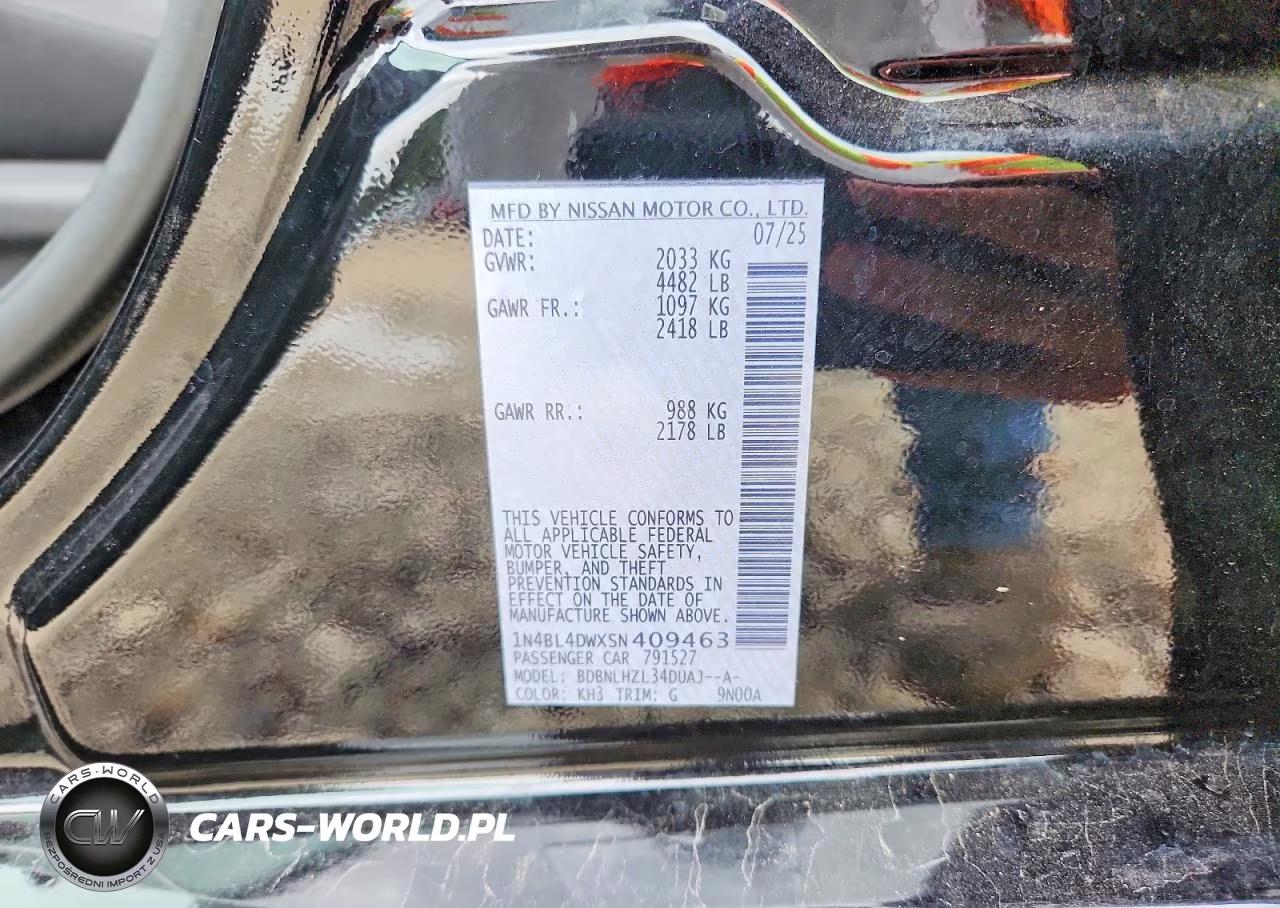 2025 Nissan Altima Sv VIN:1N4BL4DWXSN409463 - 12