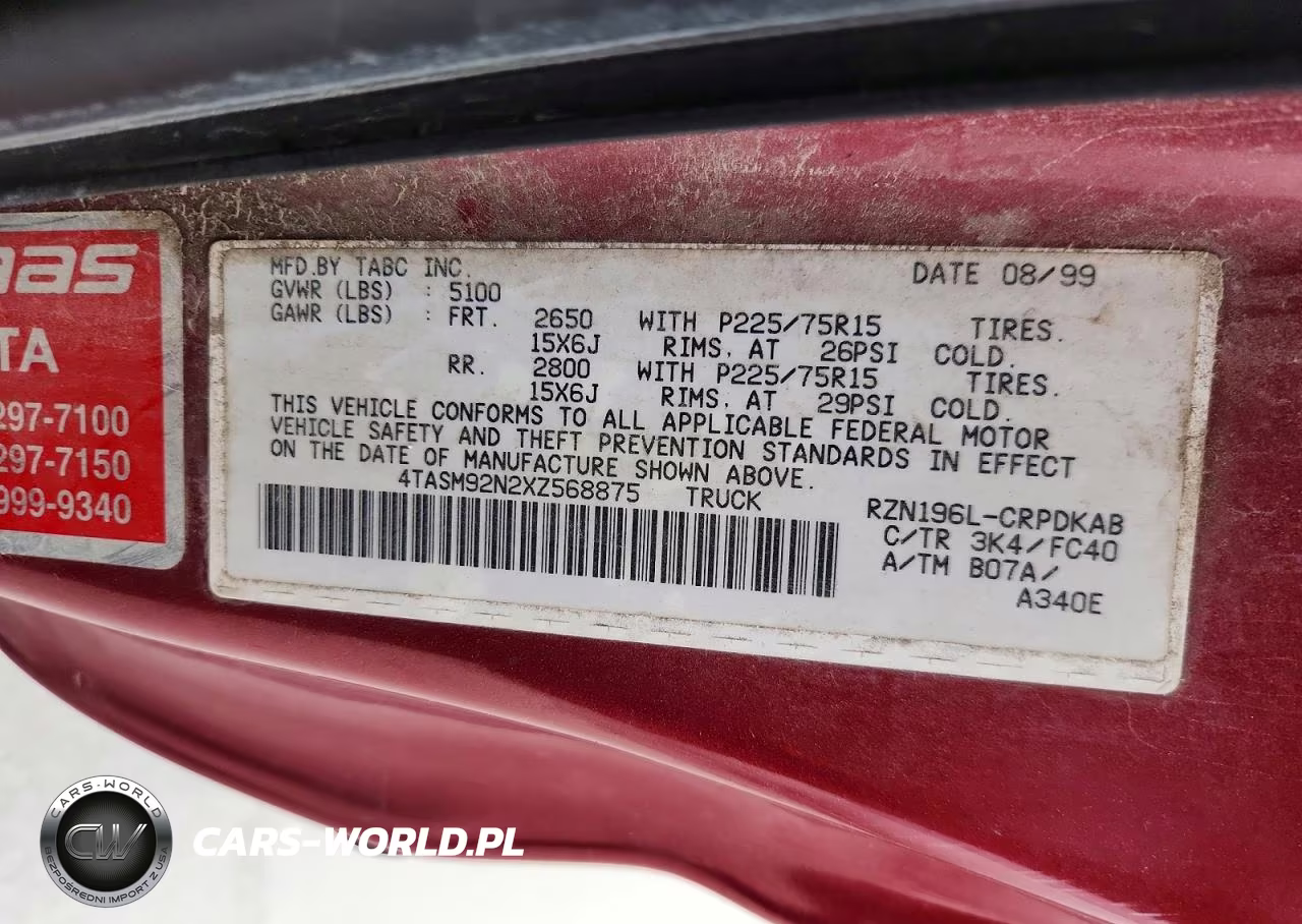 1999 Toyota Tacoma Xtracab Prerunner VIN:4TASM92N2XZ568875 - 12