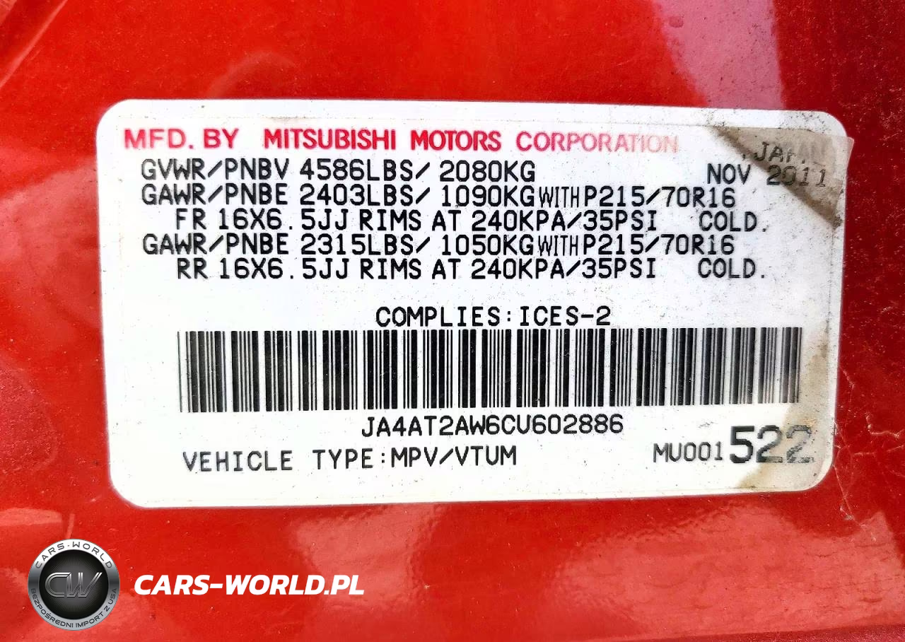 2012 Mitsubishi Outlander Es VIN:JA4AT2AW6CU602886 - 13