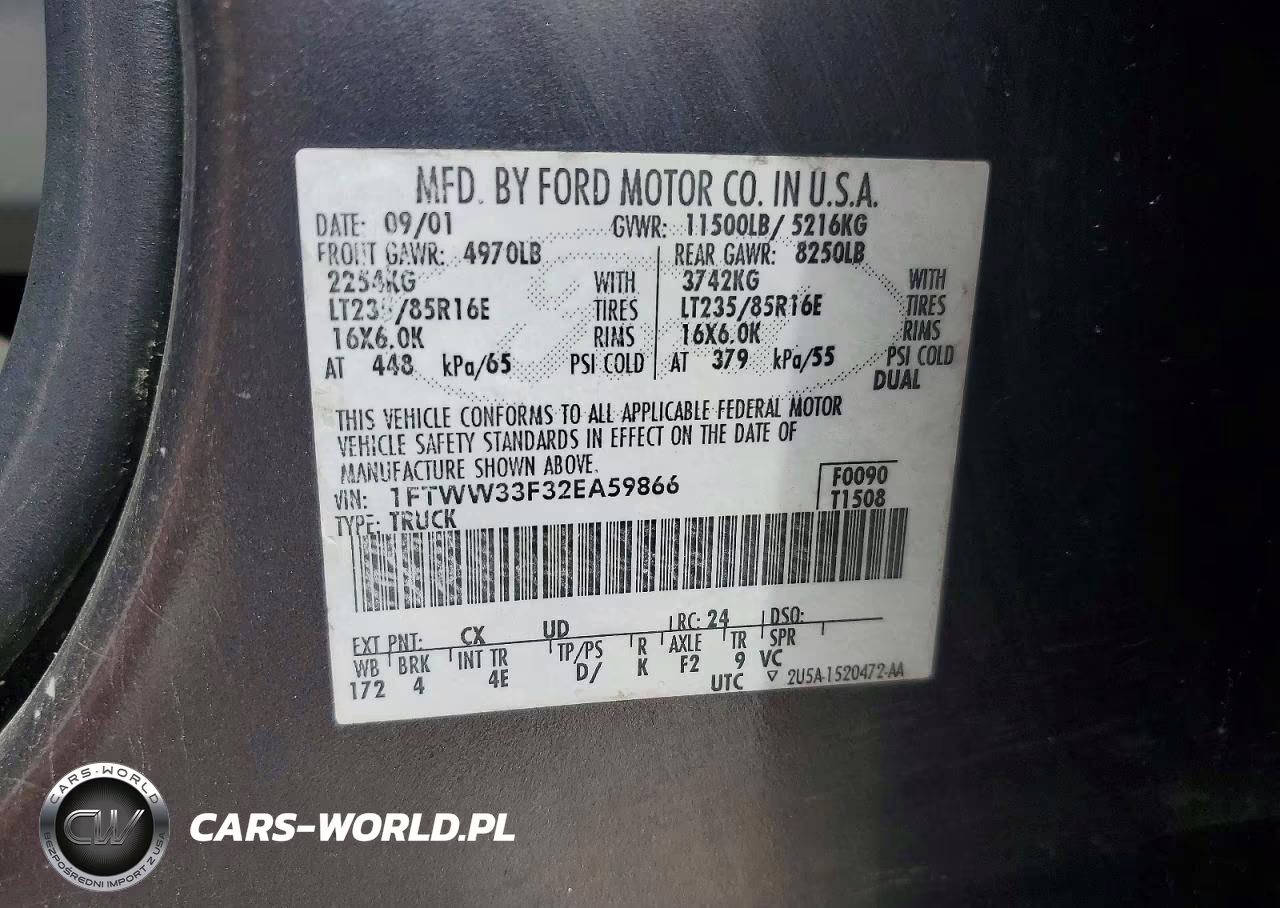 2002 Ford F350 Super Duty VIN:1FTWW33F32EA59866 - 12