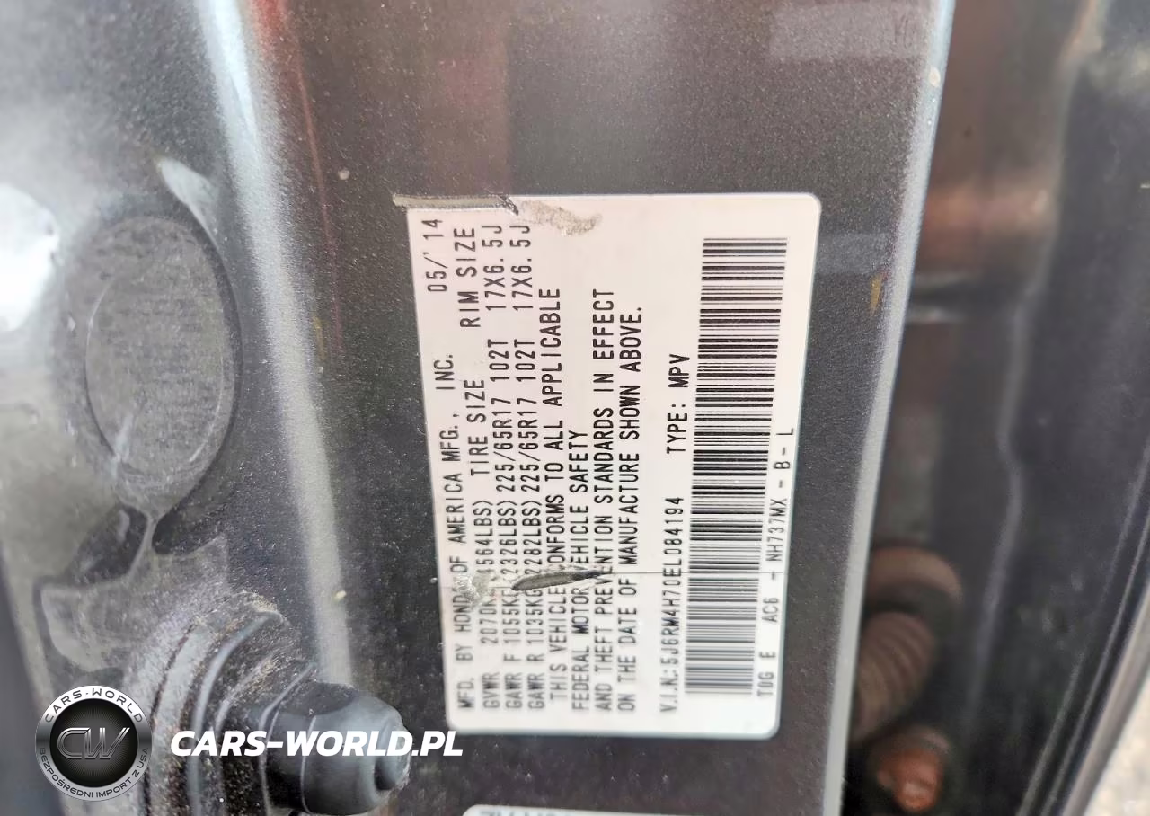2014 Honda Cr-V Exl VIN:5J6RM4H70EL084194 - 12