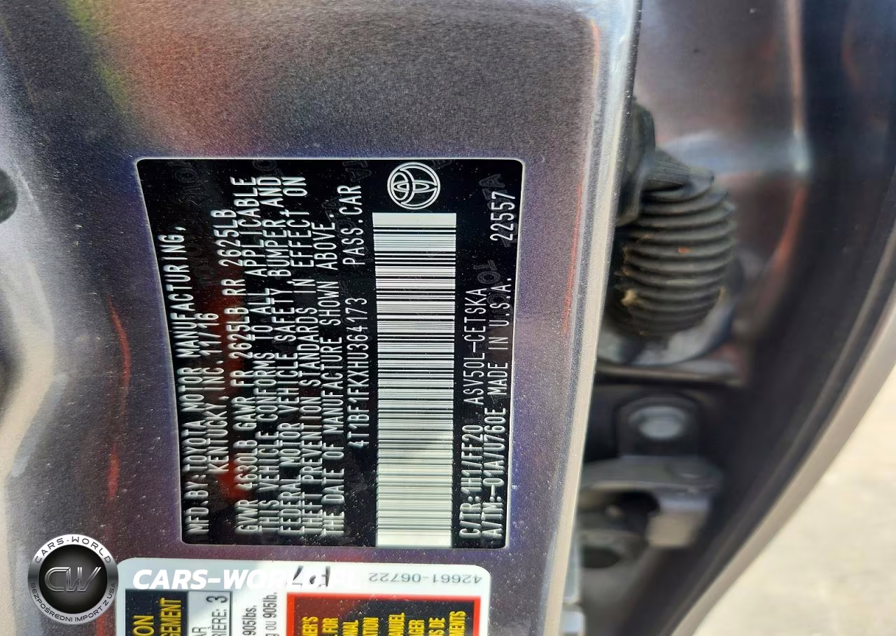 2017 Toyota Camry Se VIN:4T1BF1FKXHU364173 - 12