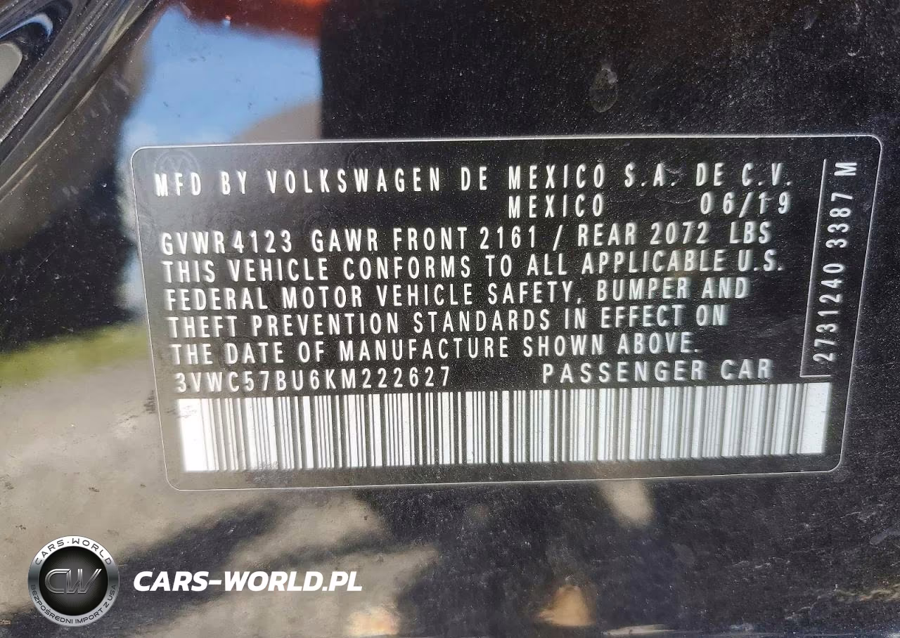 2019 Volkswagen Jetta S VIN:3VWC57BU6KM222627 - 12