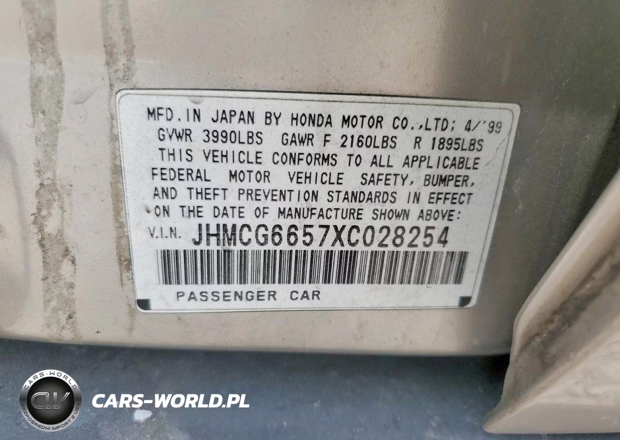1999 Honda Accord Lx VIN:JHMCG6657XC028254 - 12