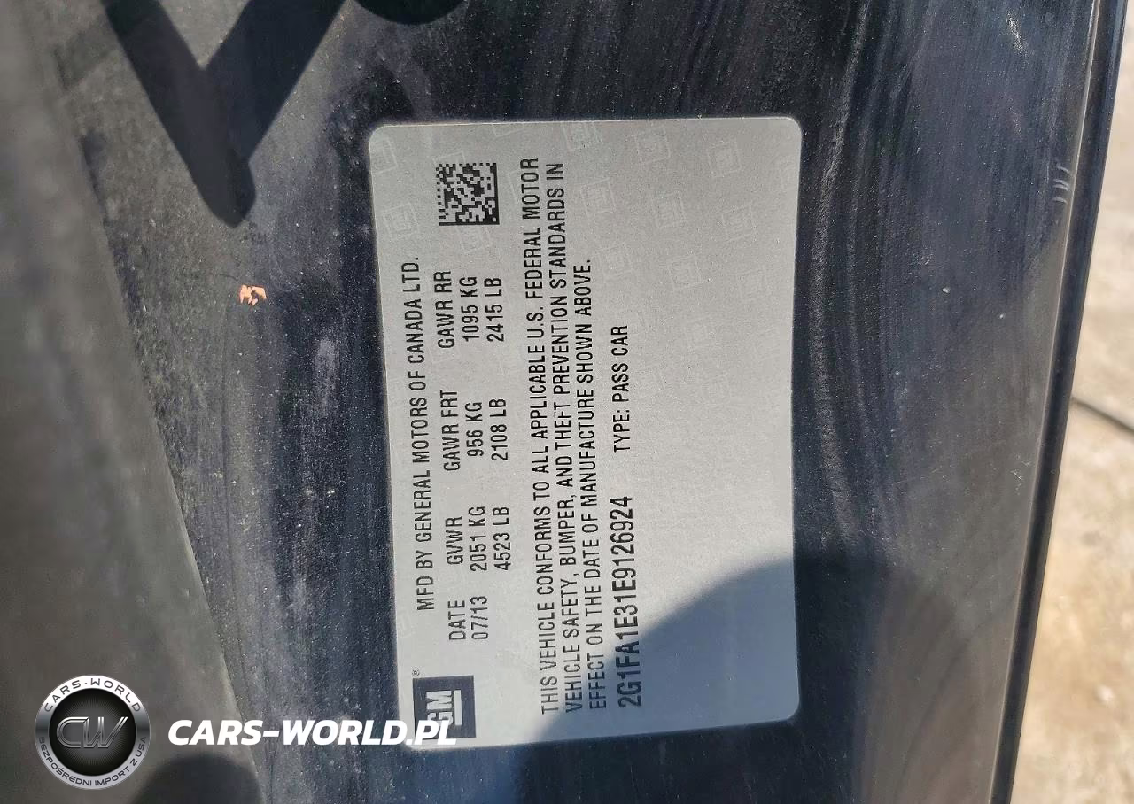 2014 Chevrolet Camaro Ls VIN:2G1FA1E31E9126924 - 12