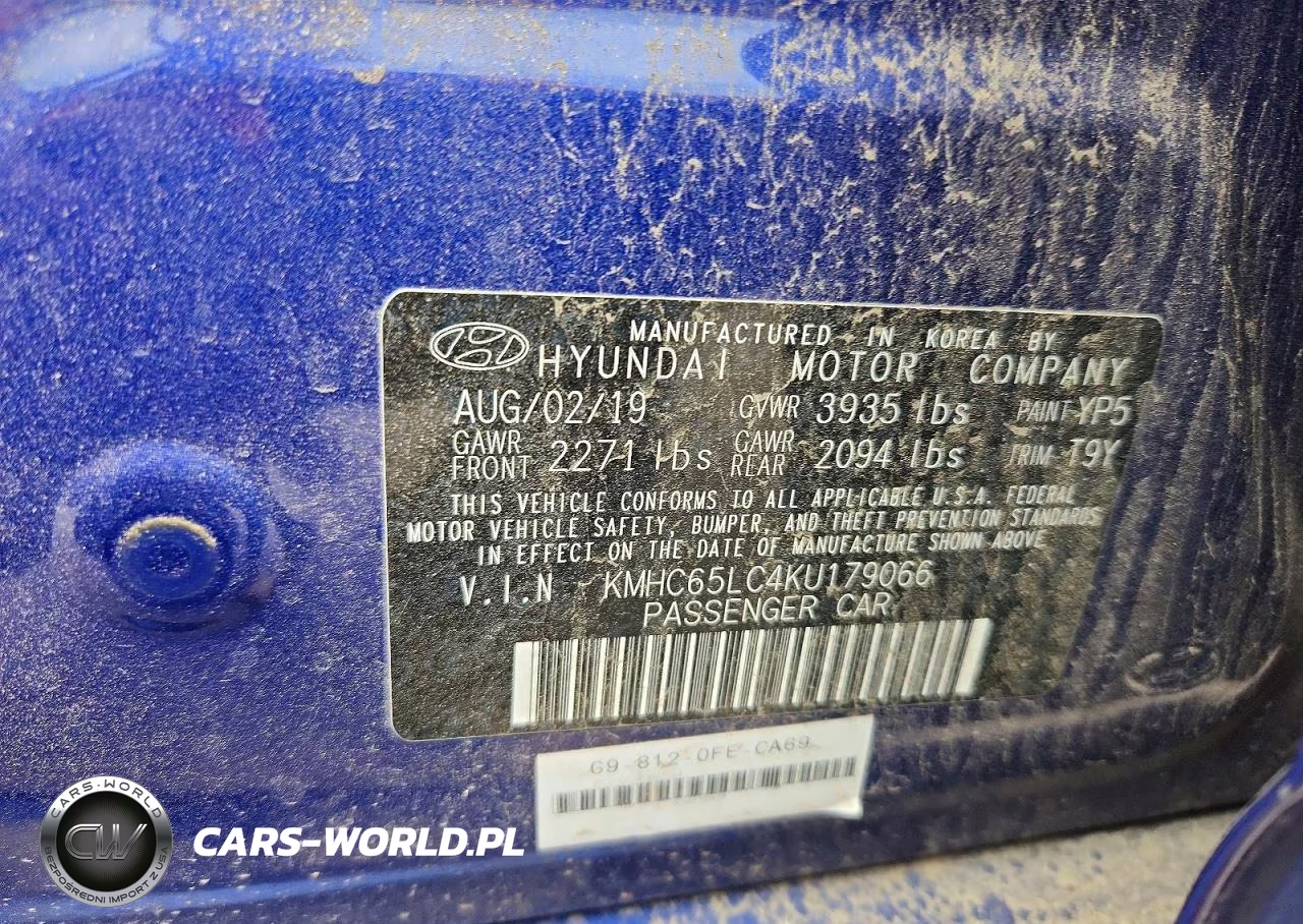 2019 Hyundai Ioniq Blue VIN:KMHC65LC4KU179066 - 12