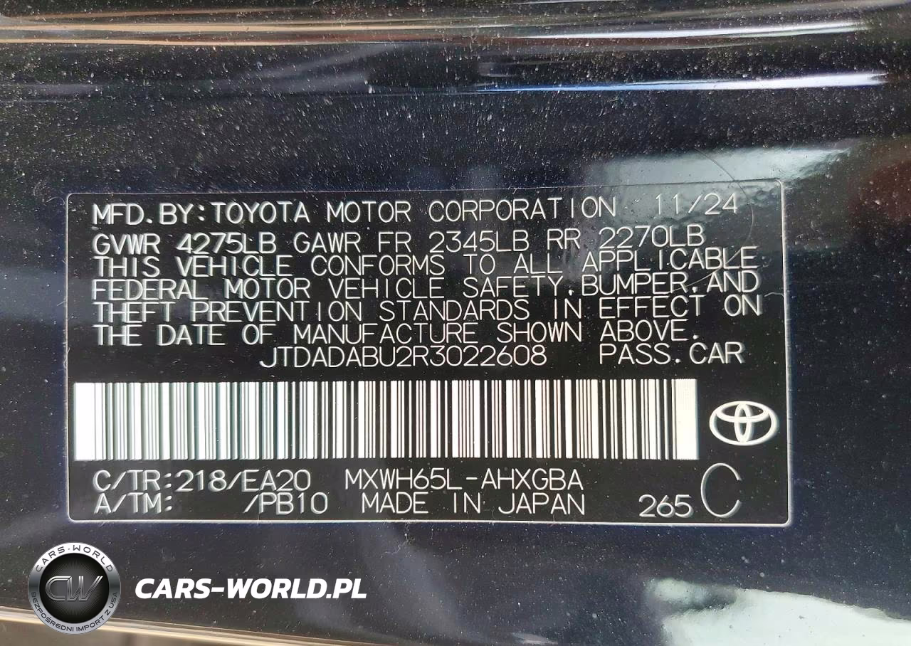 2024 Toyota Prius Xle VIN:JTDADABU2R3022608 - 13