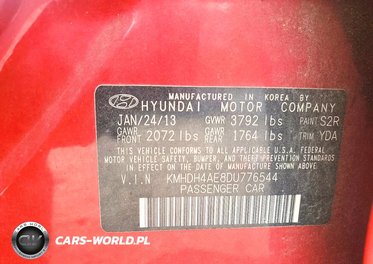 2013 Hyundai Elantra Gls VIN:KMHDH4AE8DU776544 - 12