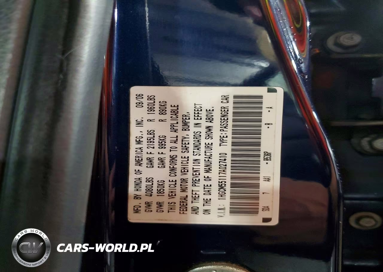 2007 Honda Accord Value VIN:1HGCM55117A027410 - 12