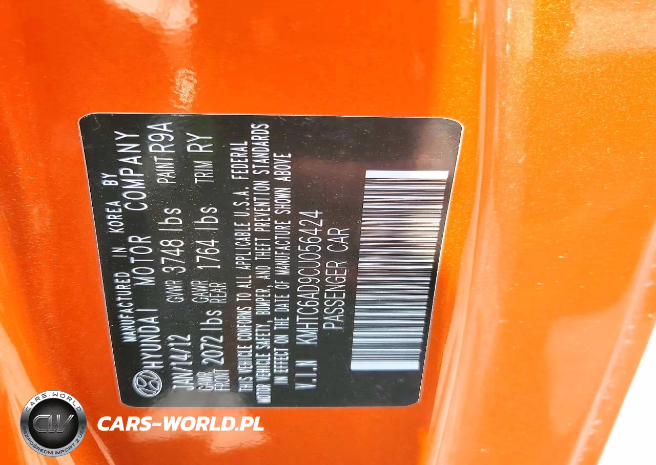 2012 Hyundai Veloster Base VIN:KMHTC6AD9CU056424 - 12