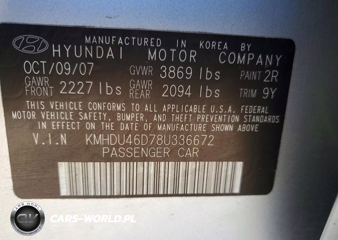 2008 Hyundai Elantra Gls VIN:KMHDU46D78U336672 - 13