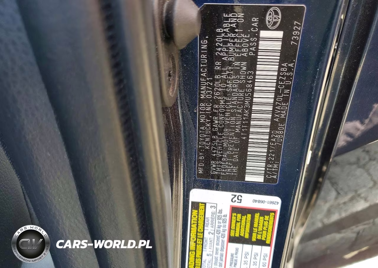 2021 Toyota Camry Se VIN:4T1T11AK3MU568463 - 12