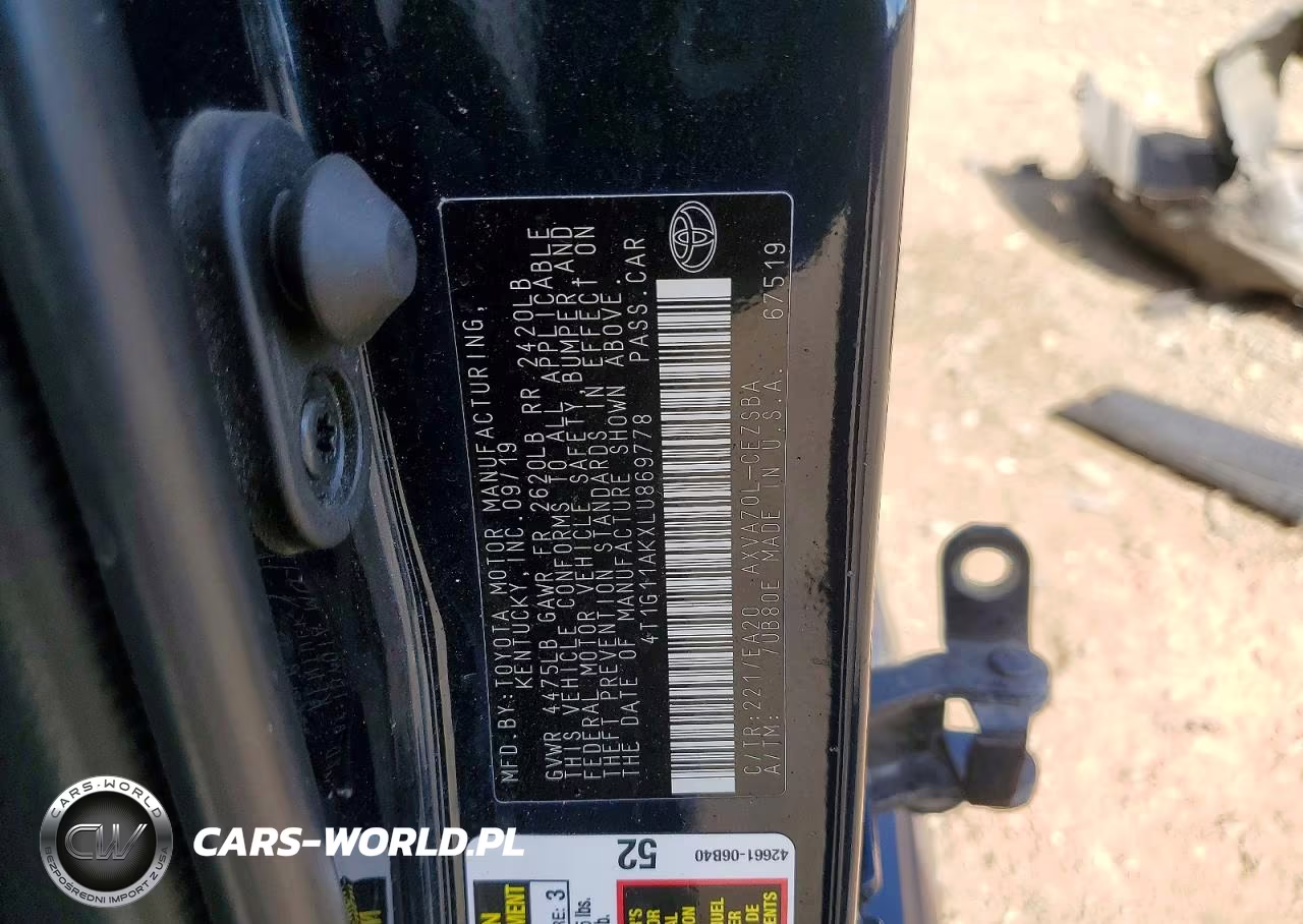 2020 Toyota Camry Se VIN:4T1G11AKXLU869778 - 12