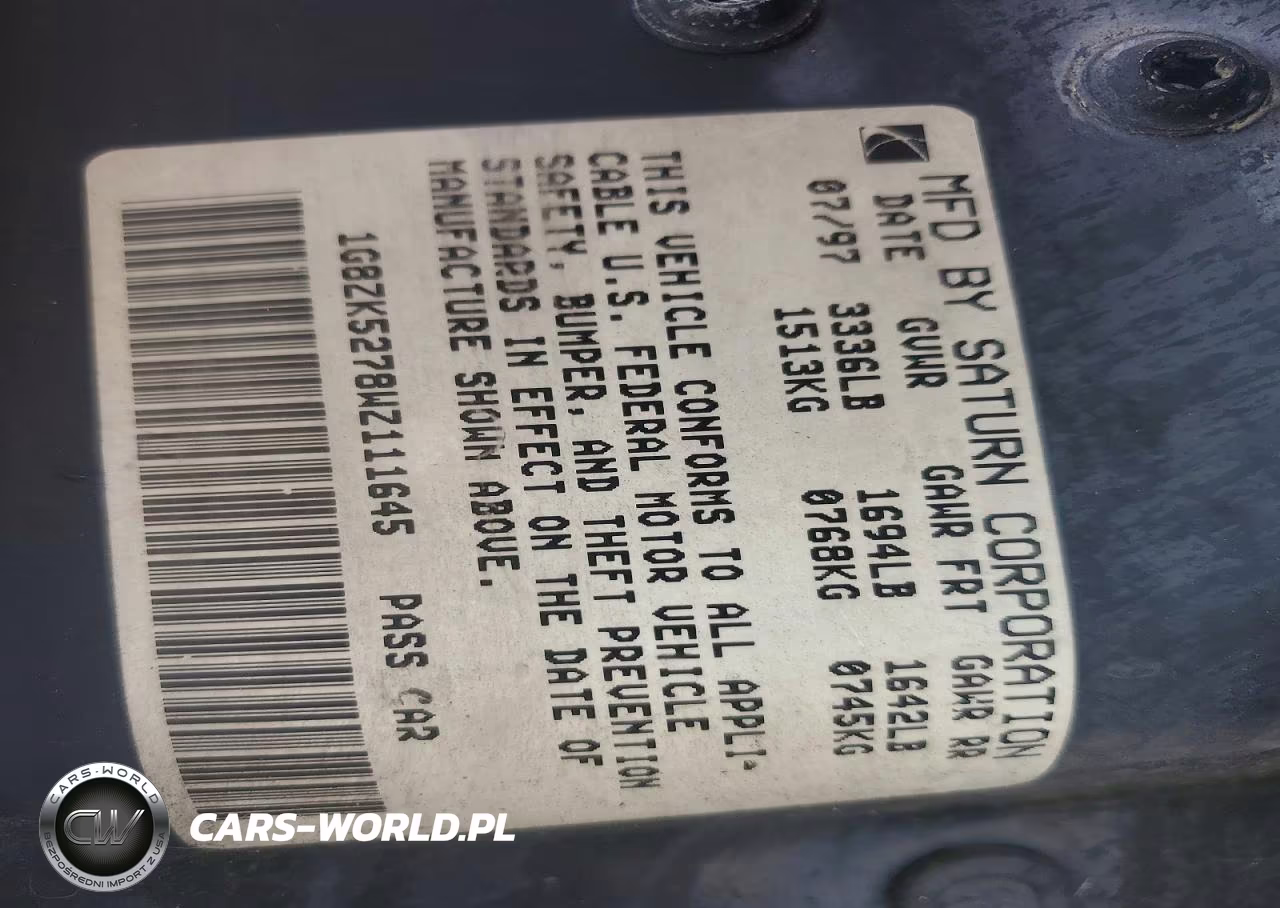 1998 Saturn Sl2 VIN:1G8ZK5278WZ111645 - 12