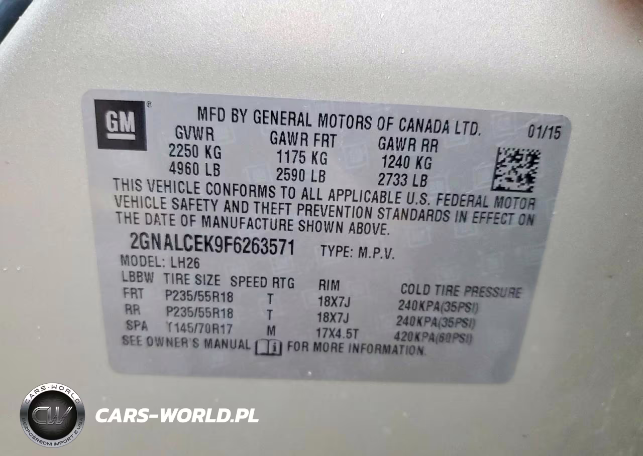 2015 Chevrolet Equinox Lt VIN:2GNALCEK9F6263571 - 14