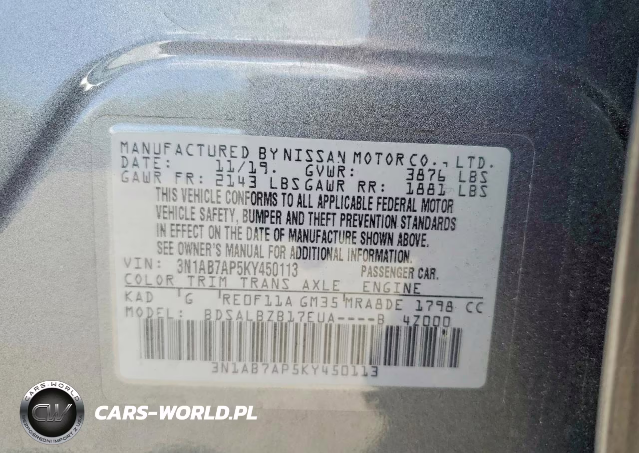 2019 Nissan Sentra S VIN:3N1AB7AP5KY450113 - 12